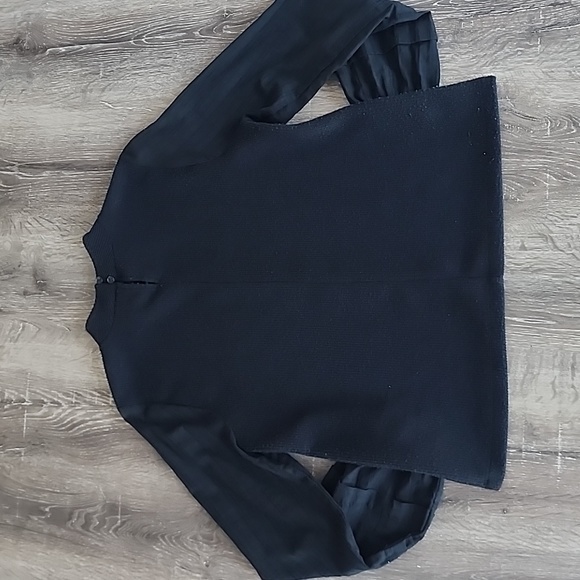 Madewell Weavemix Mockneck Bubble-Sleeve Ribbed Top Small Black - Picture 12 of 14